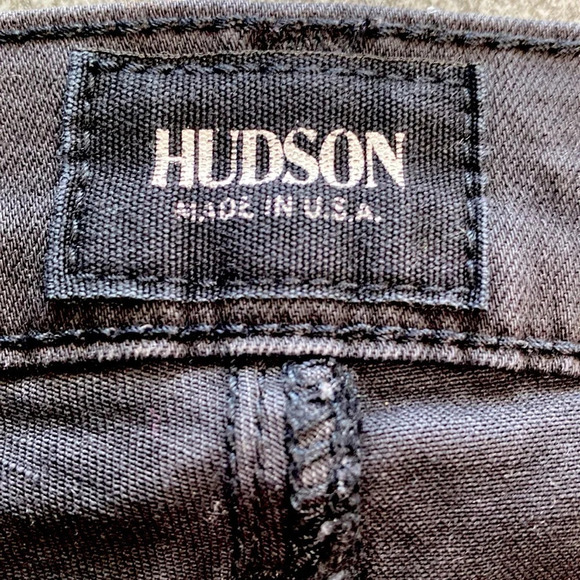 Hudson Ava Super Skinny Black Wash Jeans With Lambs Leather Tuxedo Stripe Sz. 27 - Picture 9 of 11